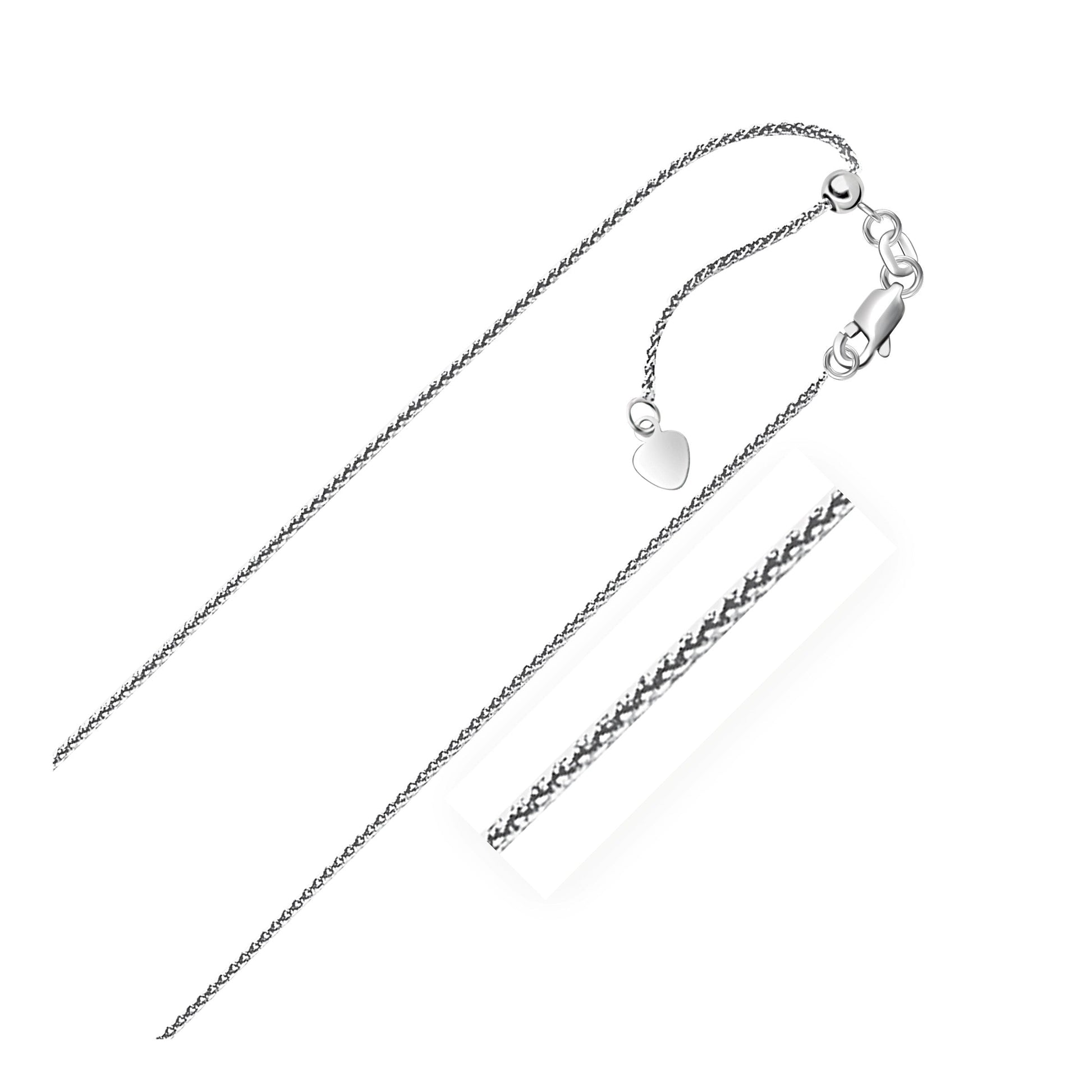 14k White Gold Adjustable Wheat Chain 1.0mm Bids.com