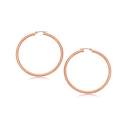 14k Rose Gold Polished Hoop Earrings (25 mm) Bids.com