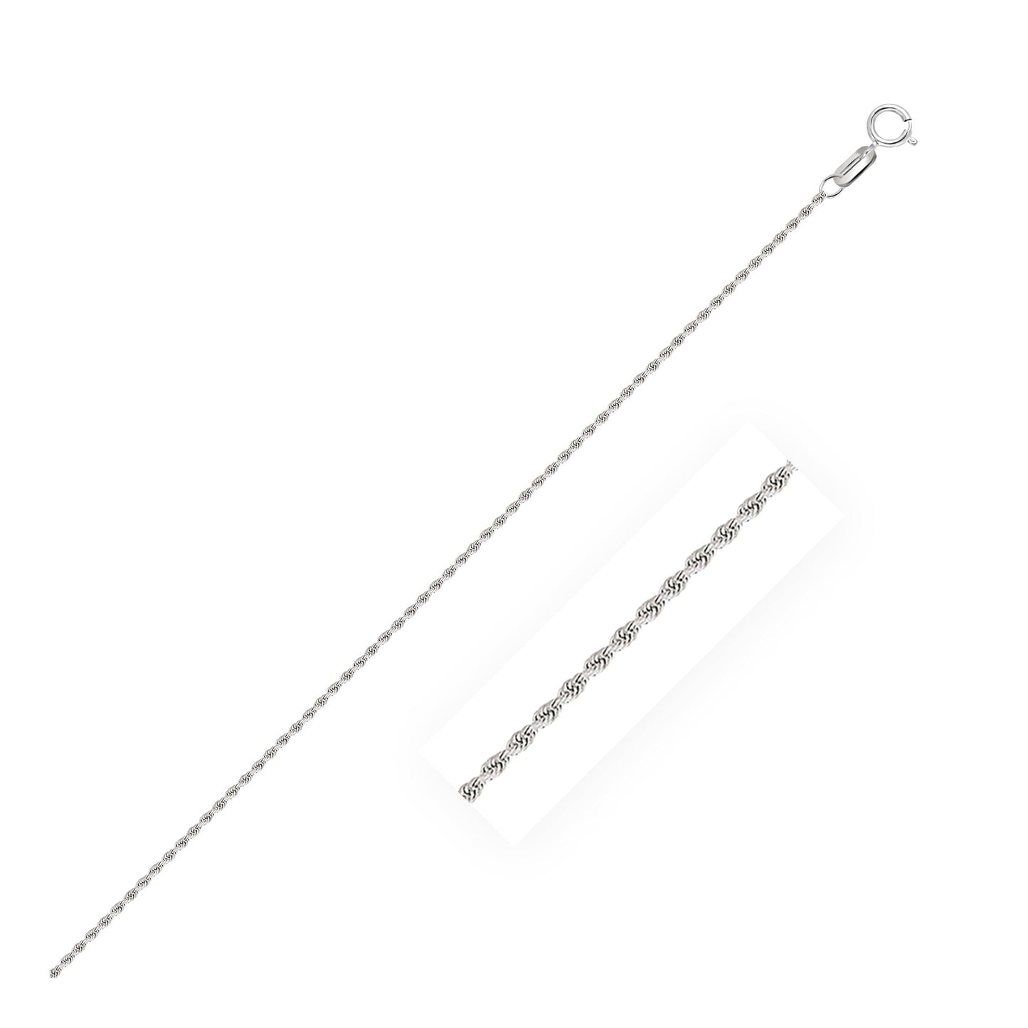 10k White Gold Solid Diamond Cut Rope Chain 1.4mm Bids.com