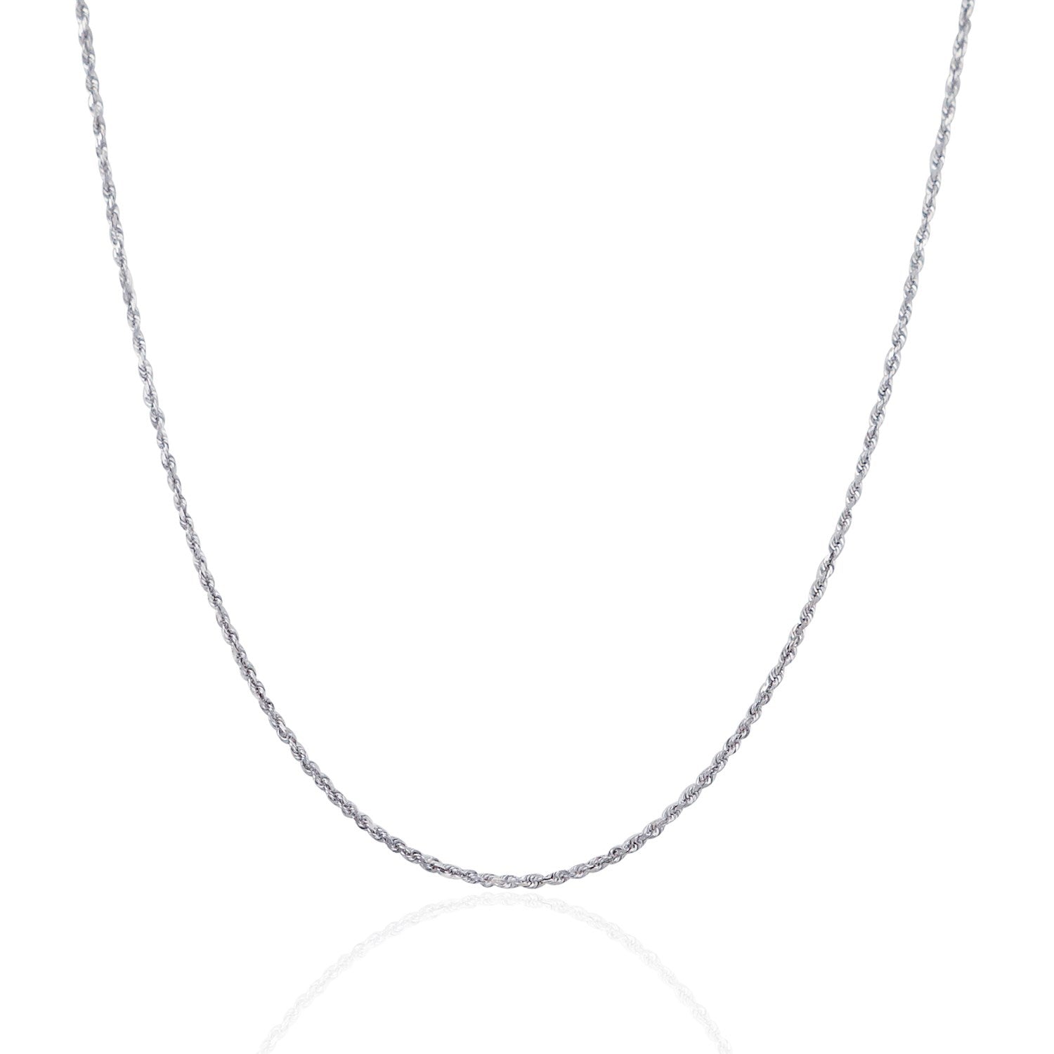 10k White Gold Solid Diamond Cut Rope Chain 1.4mm Bids.com