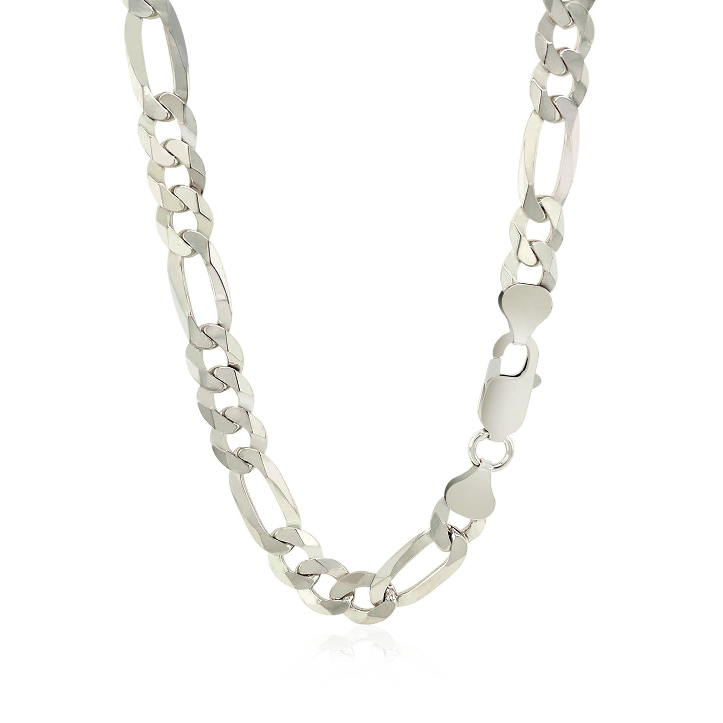 Rhodium Plated 8.1mm Sterling Silver Figaro Style Chain Bids.com