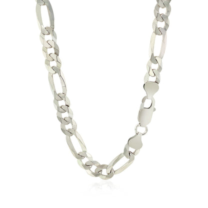 Rhodium Plated 8.1mm Sterling Silver Figaro Style Chain Bids.com