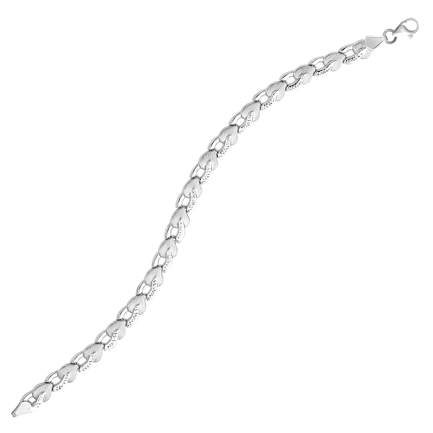 14k White Gold Heart Shape Textured Bracelet Bids.com