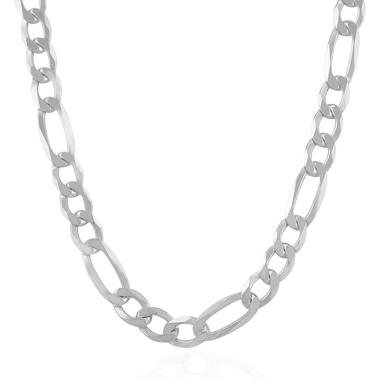 Rhodium Plated 8.8mm Sterling Silver Figaro Style Chain Bids.com