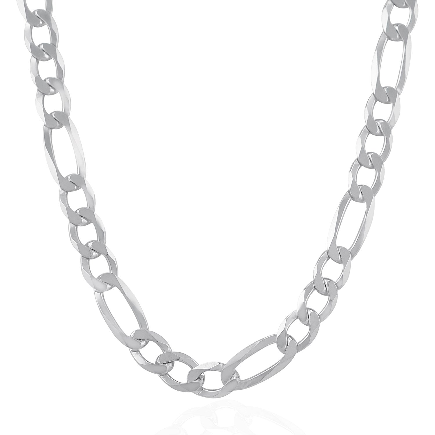 Rhodium Plated 8.8mm Sterling Silver Figaro Style Chain Bids.com