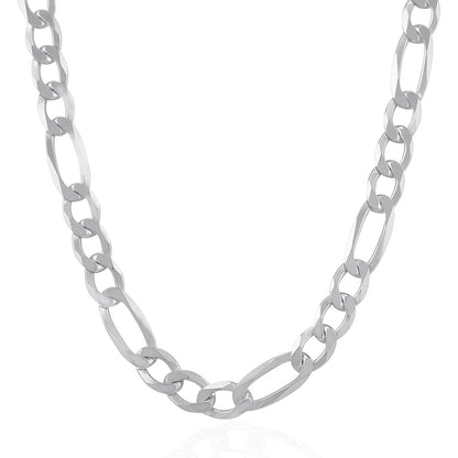 Rhodium Plated 8.8mm Sterling Silver Figaro Style Chain Bids.com