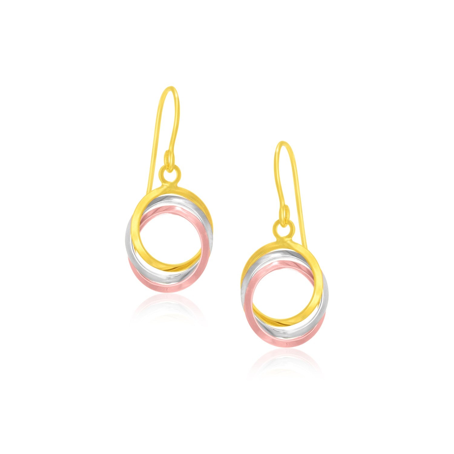 14k Tri-Color Gold Open Entwined Ring Earrings Bids.com