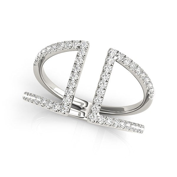 14k White Gold Open Style Dual Band Ring with Diamonds (1/2 cttw) Bids.com