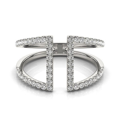 14k White Gold Open Style Dual Band Ring with Diamonds (1/2 cttw) Bids.com