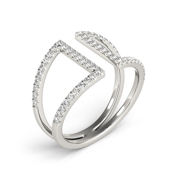 14k White Gold Open Style Dual Band Ring with Diamonds (1/2 cttw) Bids.com