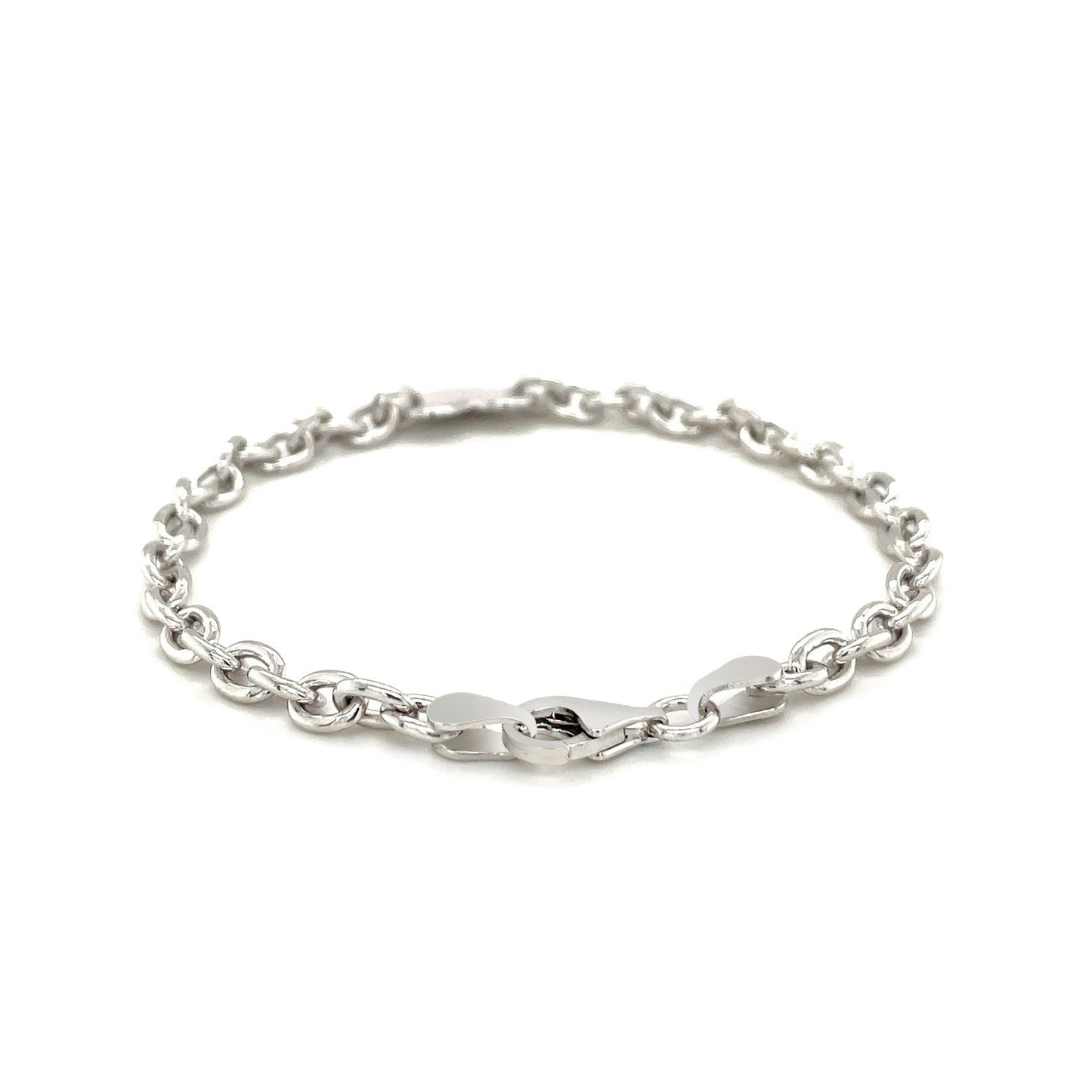 Sterling Silver Rhodium Plated Chain Bracelet with a Flat Heart Station Bids.com