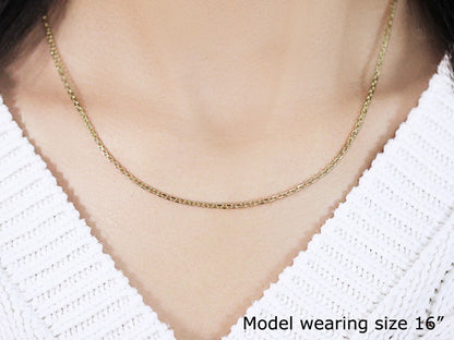 14k Yellow Gold Diamond Cut Cable Link Chain 1.8mm Bids.com