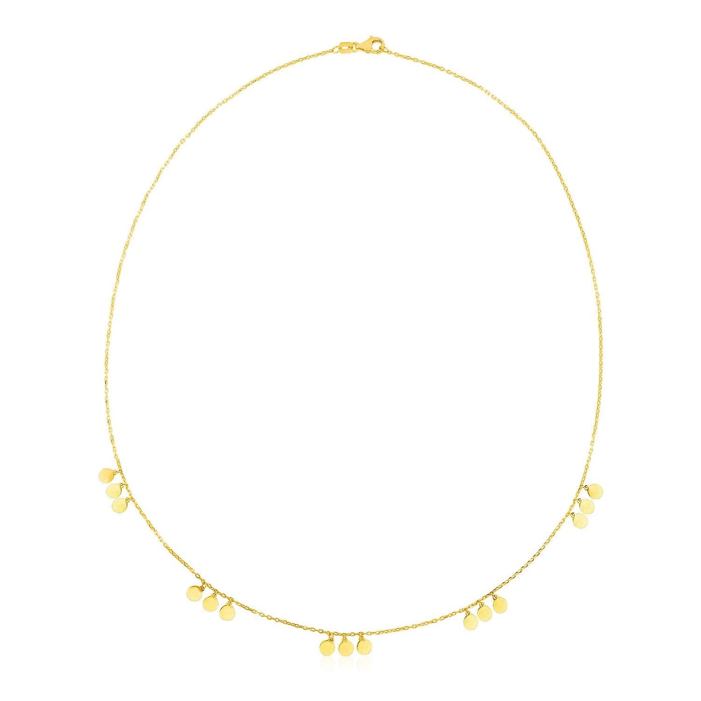 14k Yellow Gold Necklace with Circle Dangle Stations Bids.com