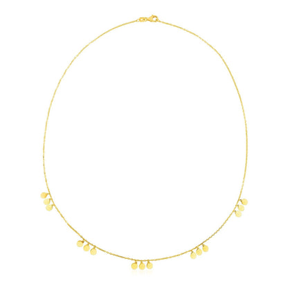 14k Yellow Gold Necklace with Circle Dangle Stations Bids.com