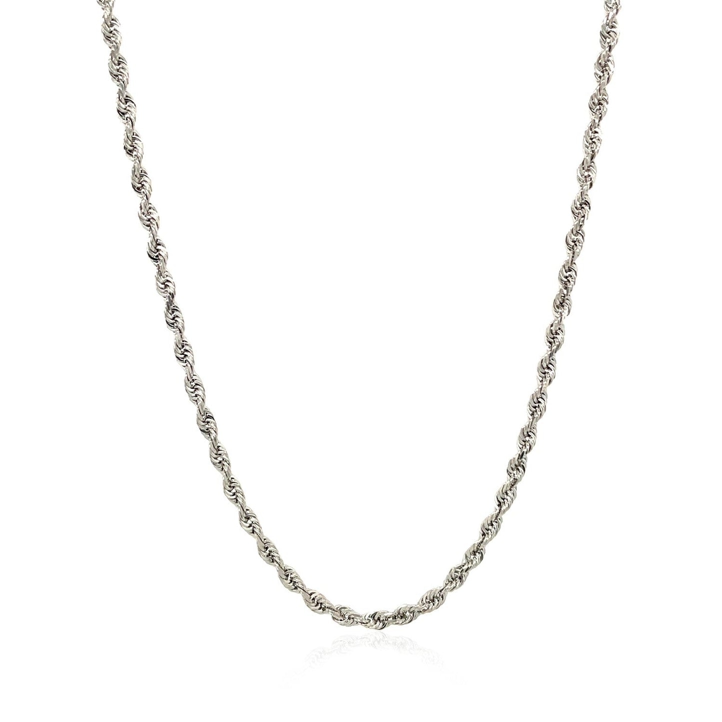 2.5mm 14k White Gold Solid Diamond Cut Rope Chain Bids.com