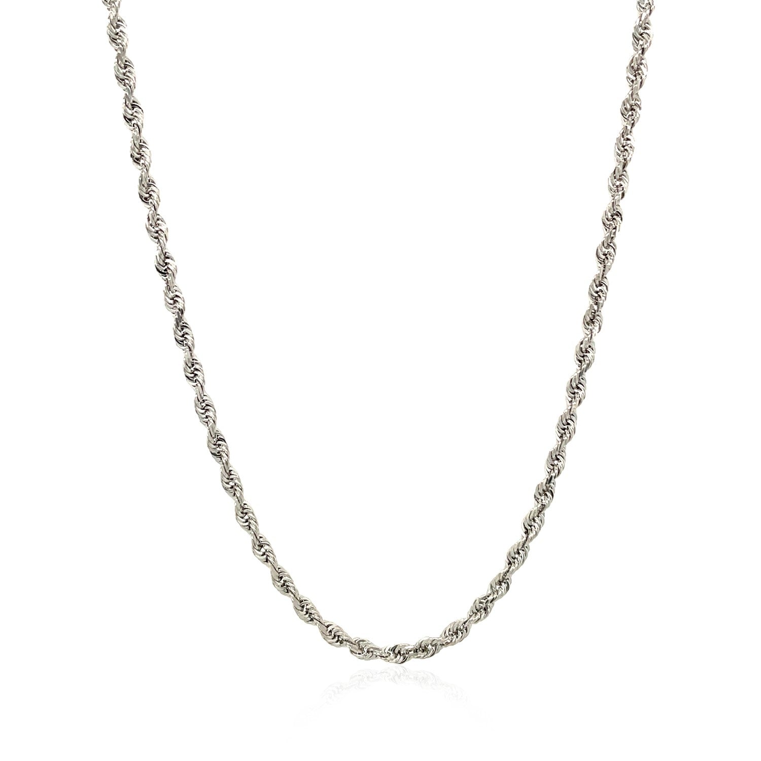 2.5mm 14k White Gold Solid Diamond Cut Rope Chain Bids.com