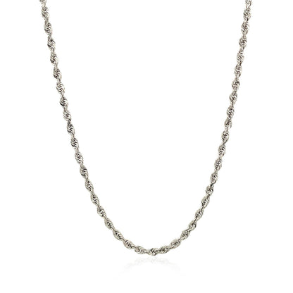 2.5mm 14k White Gold Solid Diamond Cut Rope Chain Bids.com