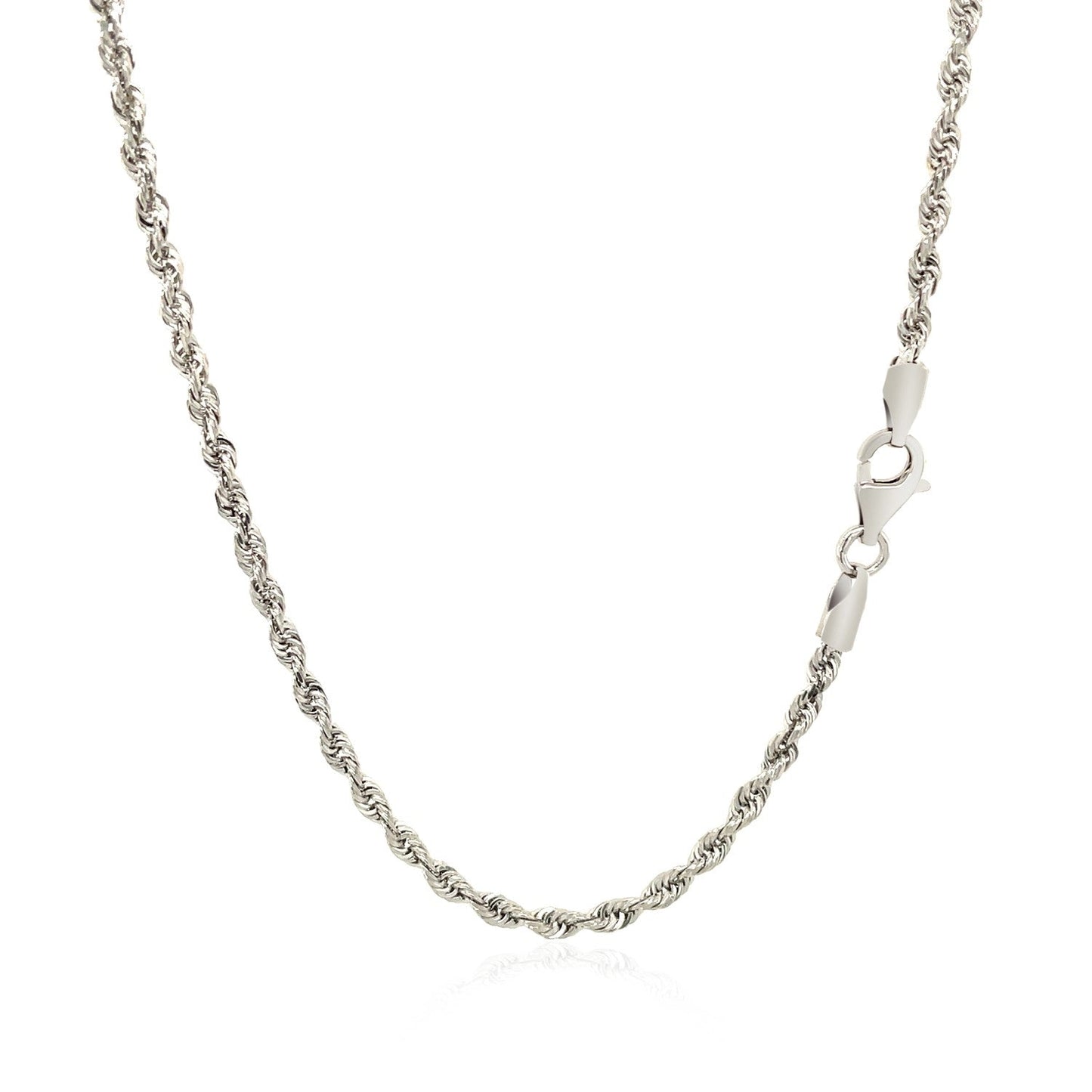 2.5mm 14k White Gold Solid Diamond Cut Rope Chain Bids.com