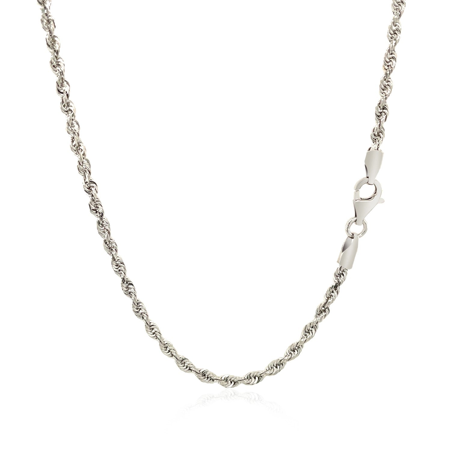 2.5mm 14k White Gold Solid Diamond Cut Rope Chain Bids.com