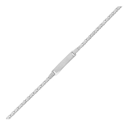 14k White Gold Childrens Heart Link ID Bracelet Bids.com