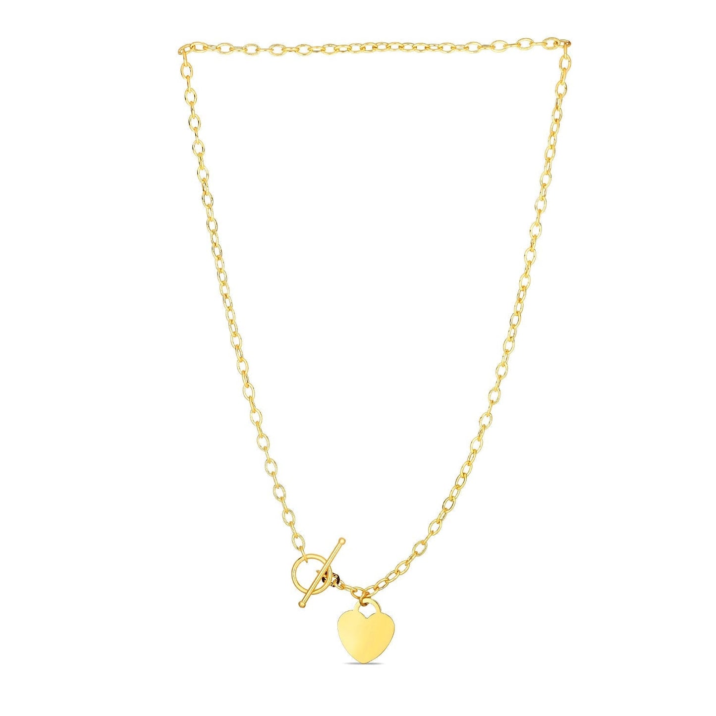 Toggle Necklace with Heart Charm in 14k Yellow Gold Bids.com