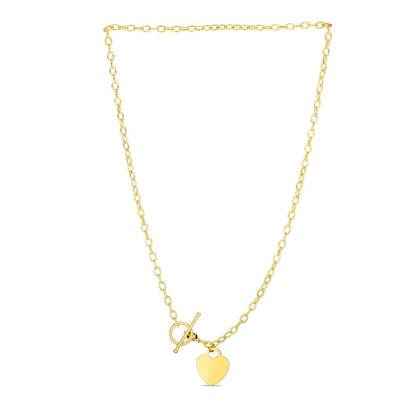 Toggle Necklace with Heart Charm in 14k Yellow Gold Bids.com