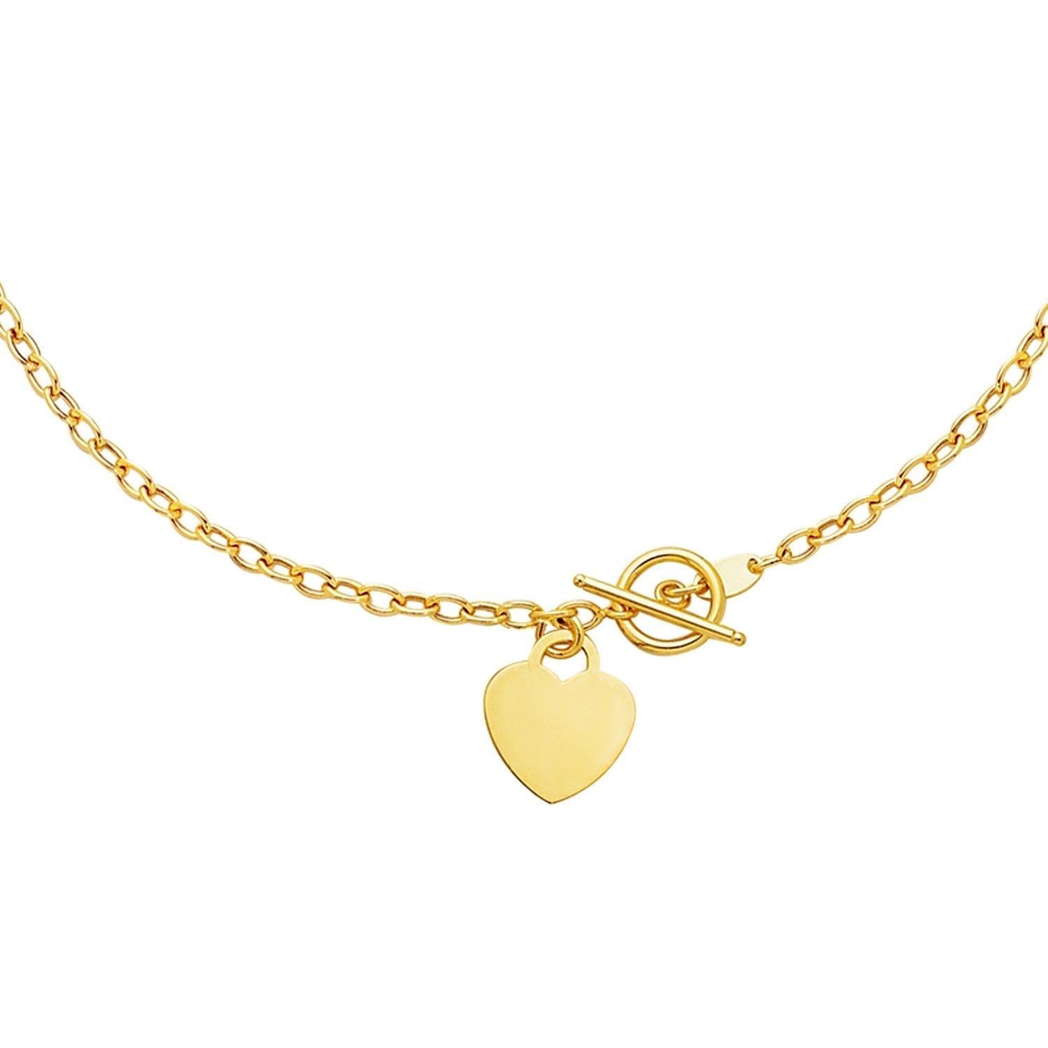 Toggle Necklace with Heart Charm in 14k Yellow Gold Bids.com