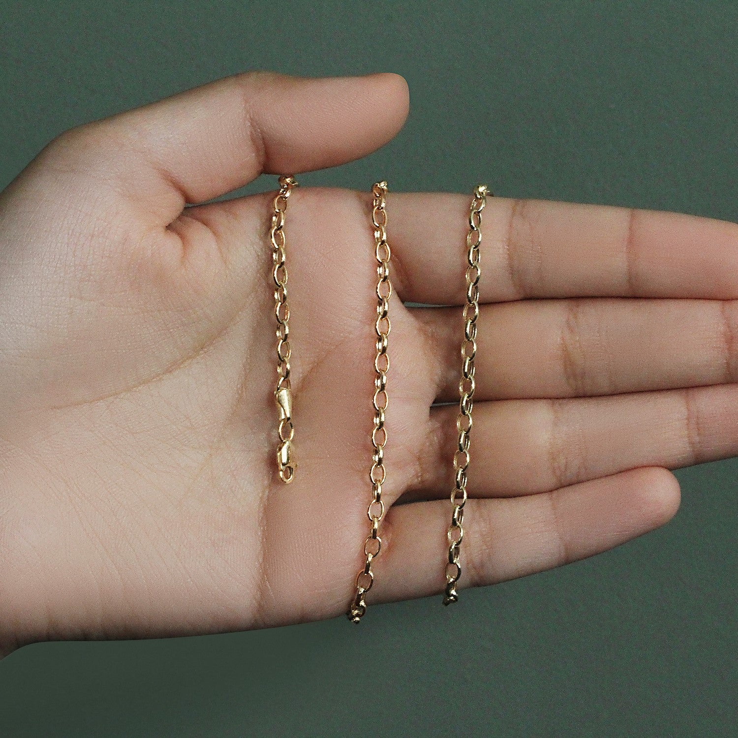3.2mm 14k Yellow Gold Oval Rolo Chain Bids.com