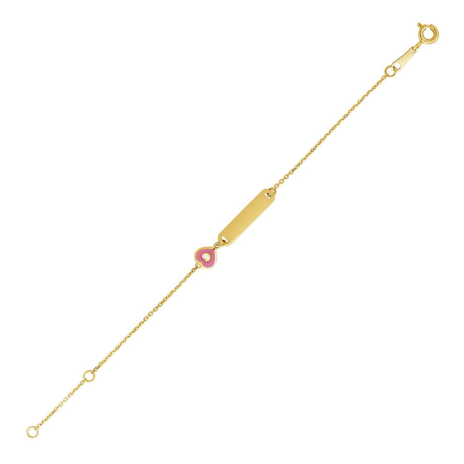 14k Yellow Gold 5 1/2 inch Childrens ID Bracelet with Enameled Heart Bids.com
