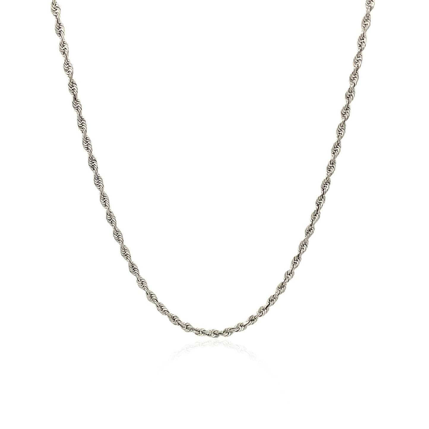 10k White Gold Solid Diamond Cut Rope Chain 1.5mm Bids.com