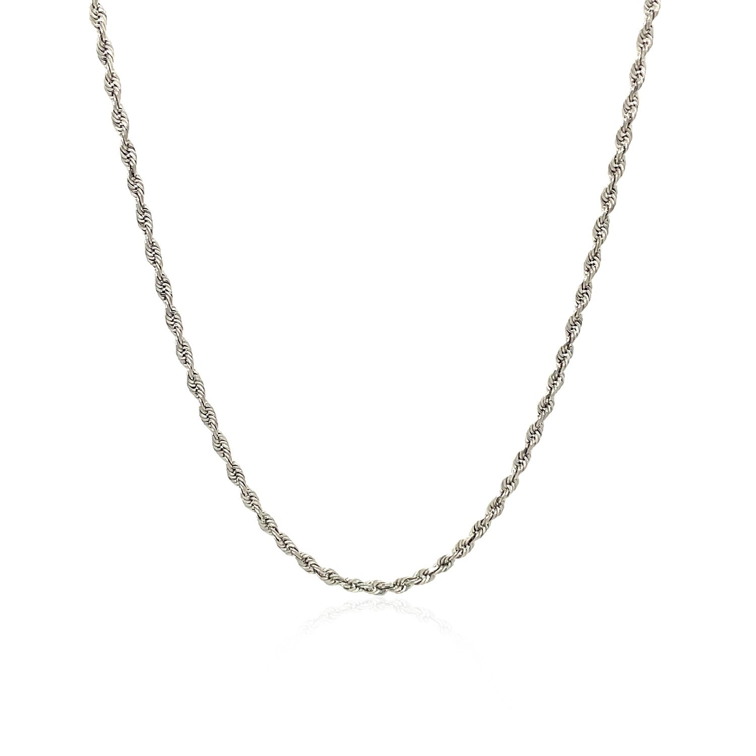 10k White Gold Solid Diamond Cut Rope Chain 1.5mm Bids.com