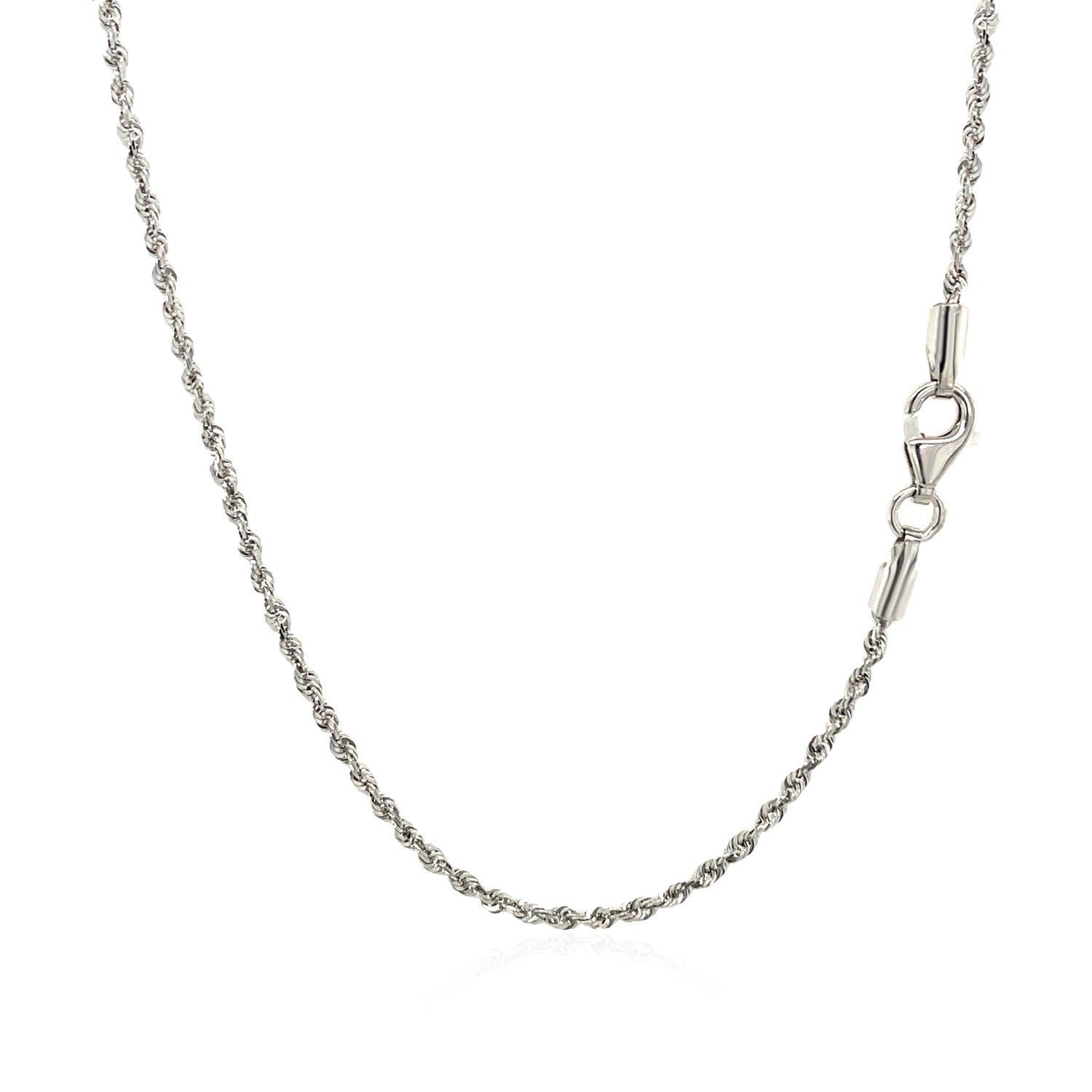 10k White Gold Solid Diamond Cut Rope Chain 1.5mm Bids.com