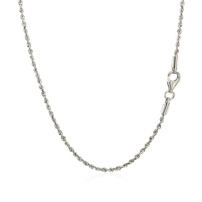 10k White Gold Solid Diamond Cut Rope Chain 1.5mm Bids.com