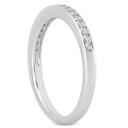 14k White Gold Micro-pave Flat Sided Diamond Wedding Ring Band Bids.com