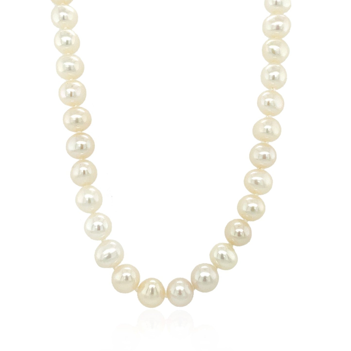14k Yellow Gold Necklace with White Freshwater Cultured Pearls (6.0mm to 6.5mm) Bids.com
