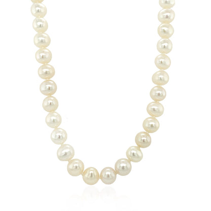 14k Yellow Gold Necklace with White Freshwater Cultured Pearls (6.0mm to 6.5mm) Bids.com