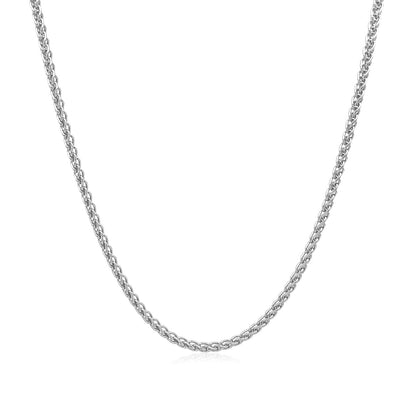 14k White Gold Round Wheat Chain 1.5mm Bids.com