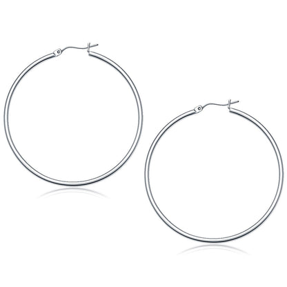 14k White Gold Polished Hoop Earrings (50 mm) Bids.com