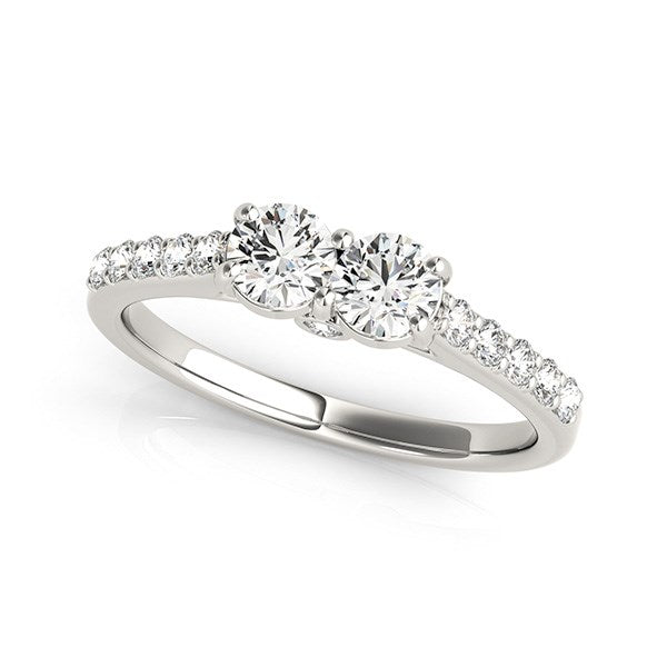 14k White Gold Round Two Stone Diamond Ring (3/4 cttw) Bids.com