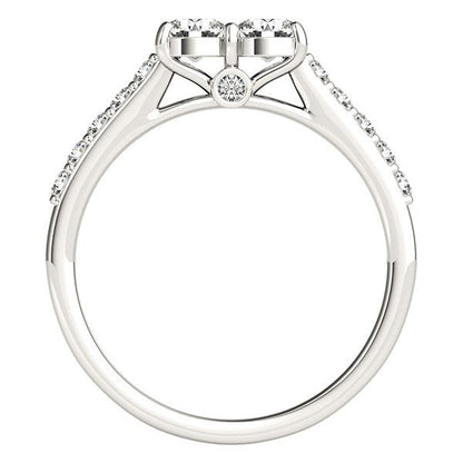 14k White Gold Round Two Stone Diamond Ring (3/4 cttw) Bids.com