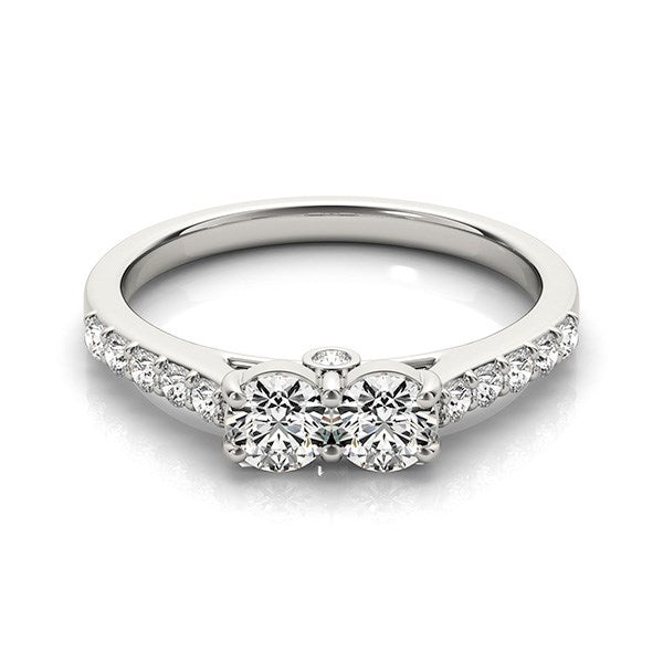 14k White Gold Round Two Stone Diamond Ring (3/4 cttw) Bids.com