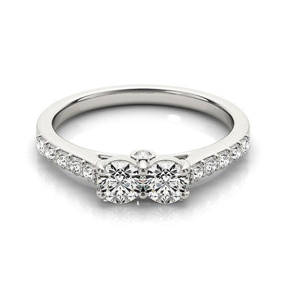 14k White Gold Round Two Stone Diamond Ring (3/4 cttw) Bids.com
