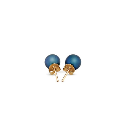14k Yellow Gold Cultured Black Pearl Stud Earrings (7.0 mm) Bids.com