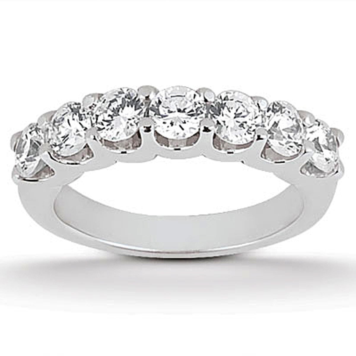 14k White Gold Diamond Scalloped Shared U Prong Setting Wedding Ring Band Bids.com