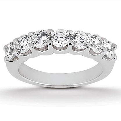 14k White Gold Diamond Scalloped Shared U Prong Setting Wedding Ring Band Bids.com