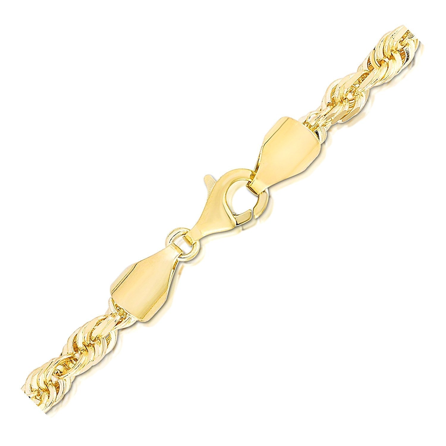 5.0mm 14k Yellow Gold Solid Diamond Cut Rope Bracelet Bids.com
