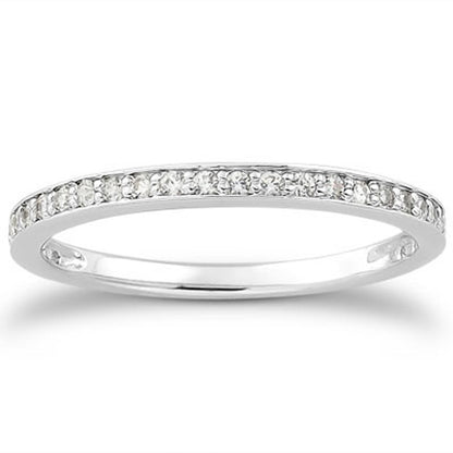 14k White Gold Micro-pave Diamond Wedding Ring Band Set 3/4 Around Bids.com