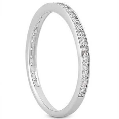 14k White Gold Micro-pave Diamond Wedding Ring Band Set 3/4 Around Bids.com