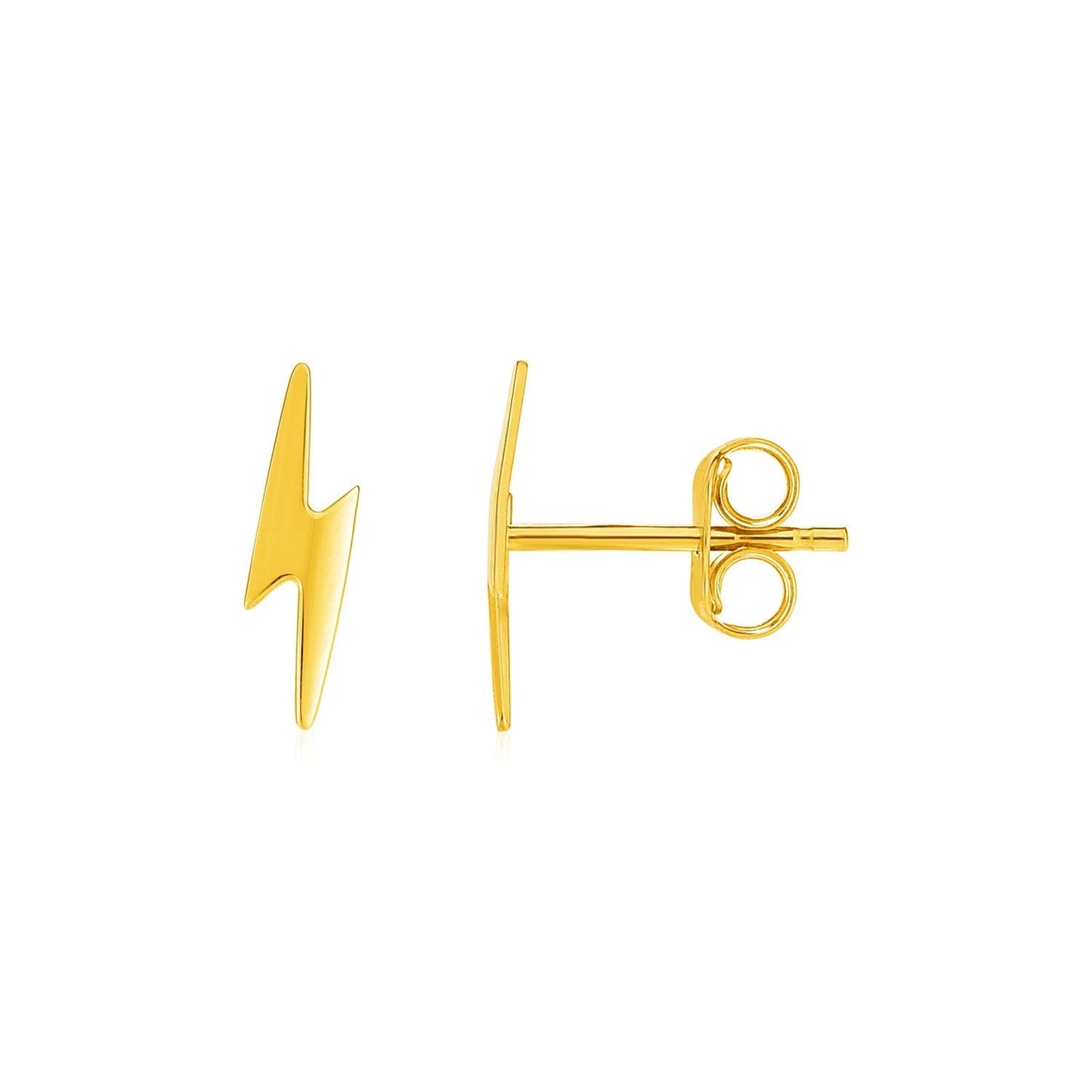 14k Yellow Gold Post Earrings with Lightning Bolts Bids.com