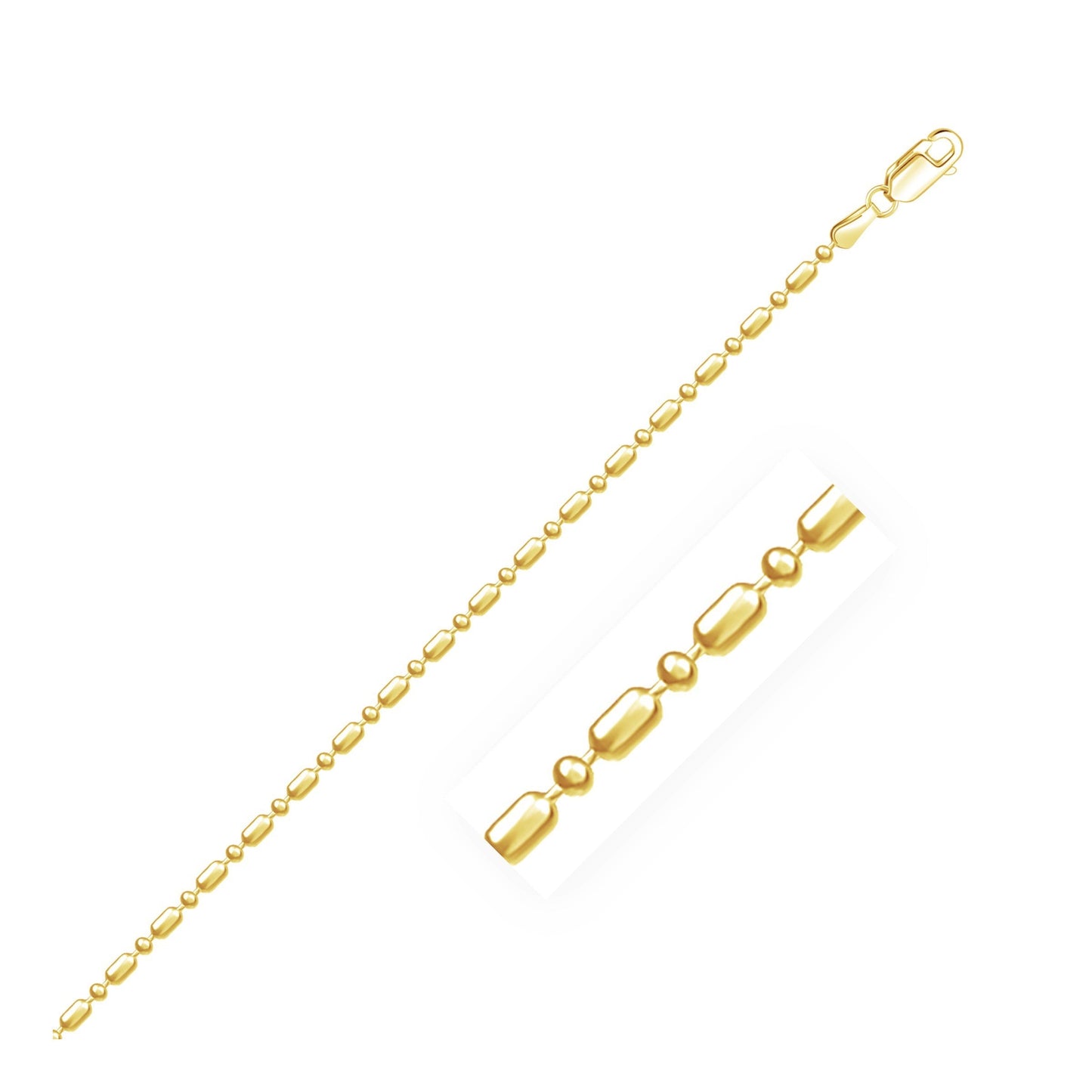 14k Yellow Gold Diamond-Cut Alternating Bead Chain 1.5mm Bids.com